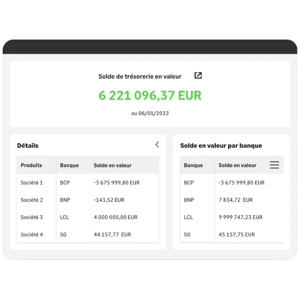 SRA Produit Sage FRP 1000 Tresorerie Fonctionnalites Dashboard